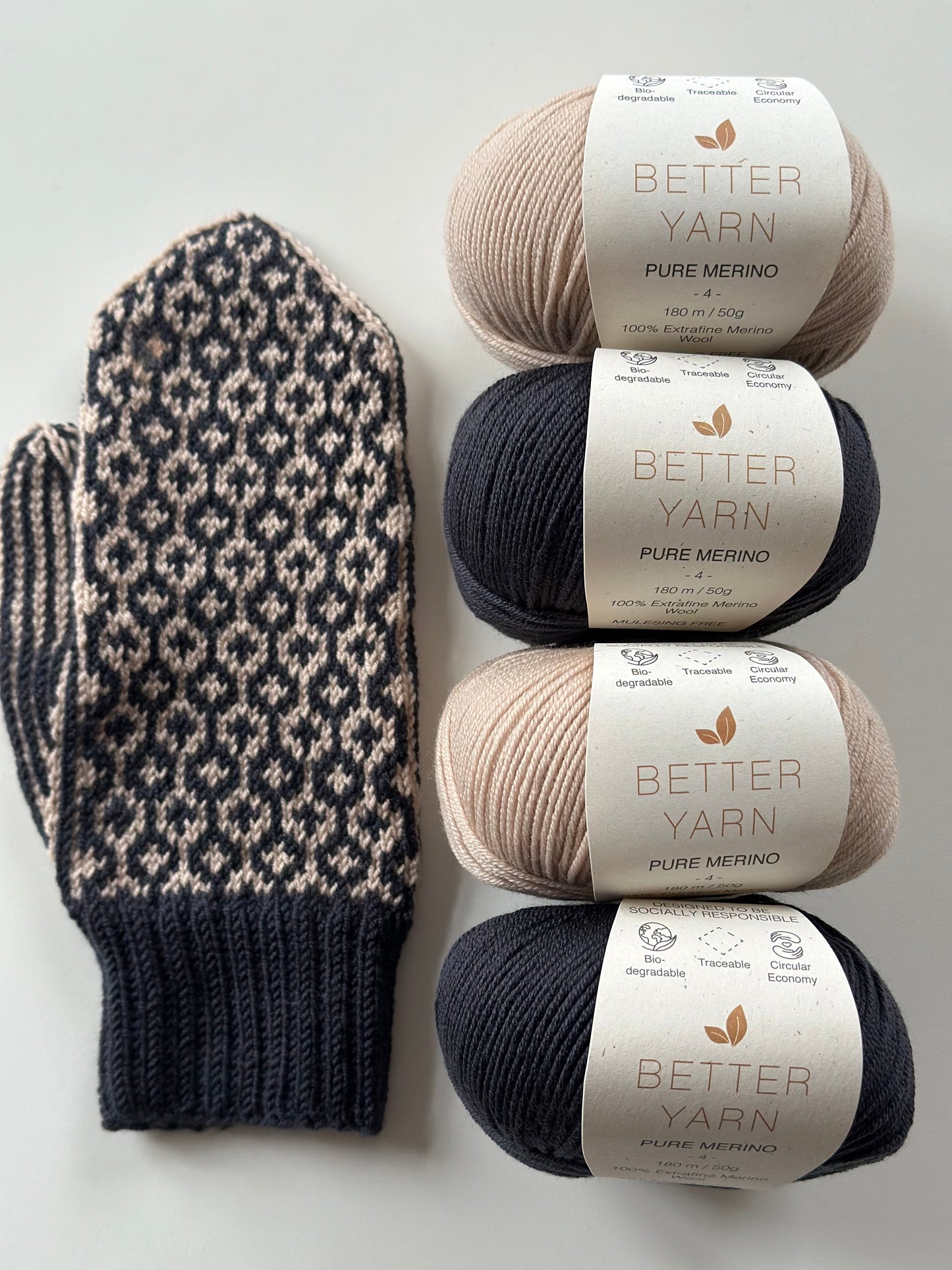 Knitlidt Strikkekit - Navy/Sand